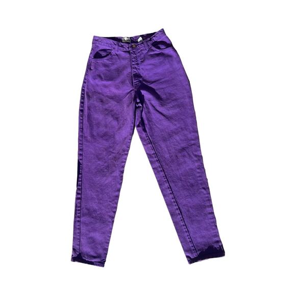 Moda International Vintage 80s Purple High Waisted Denim Mom Jeans - Picture 3 of 9